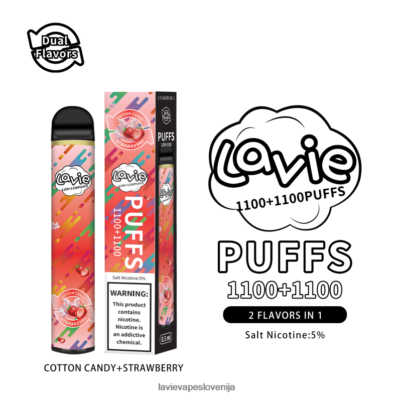 LAVIE Vape Slovenija - LAVIE BAR Switch 2200 vpihov bombažna vata/jagoda V22B66293