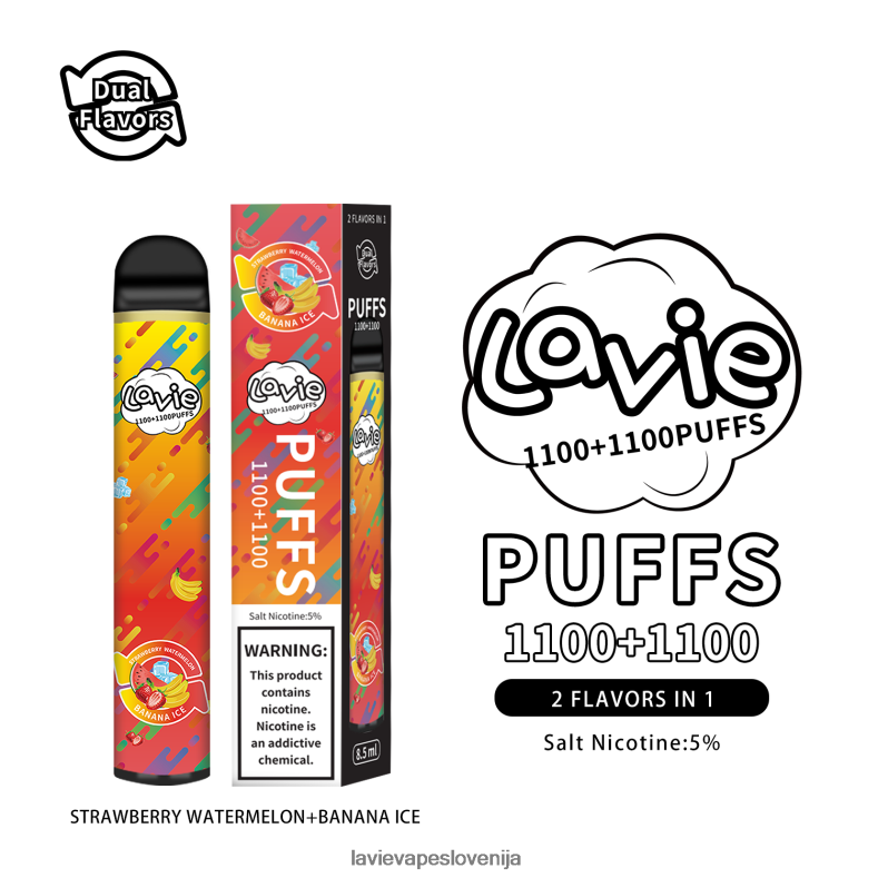LAVIE Vapes - LAVIE BAR Switch 2200 vpihov jagodni led iz lubenice/banane V22B66295