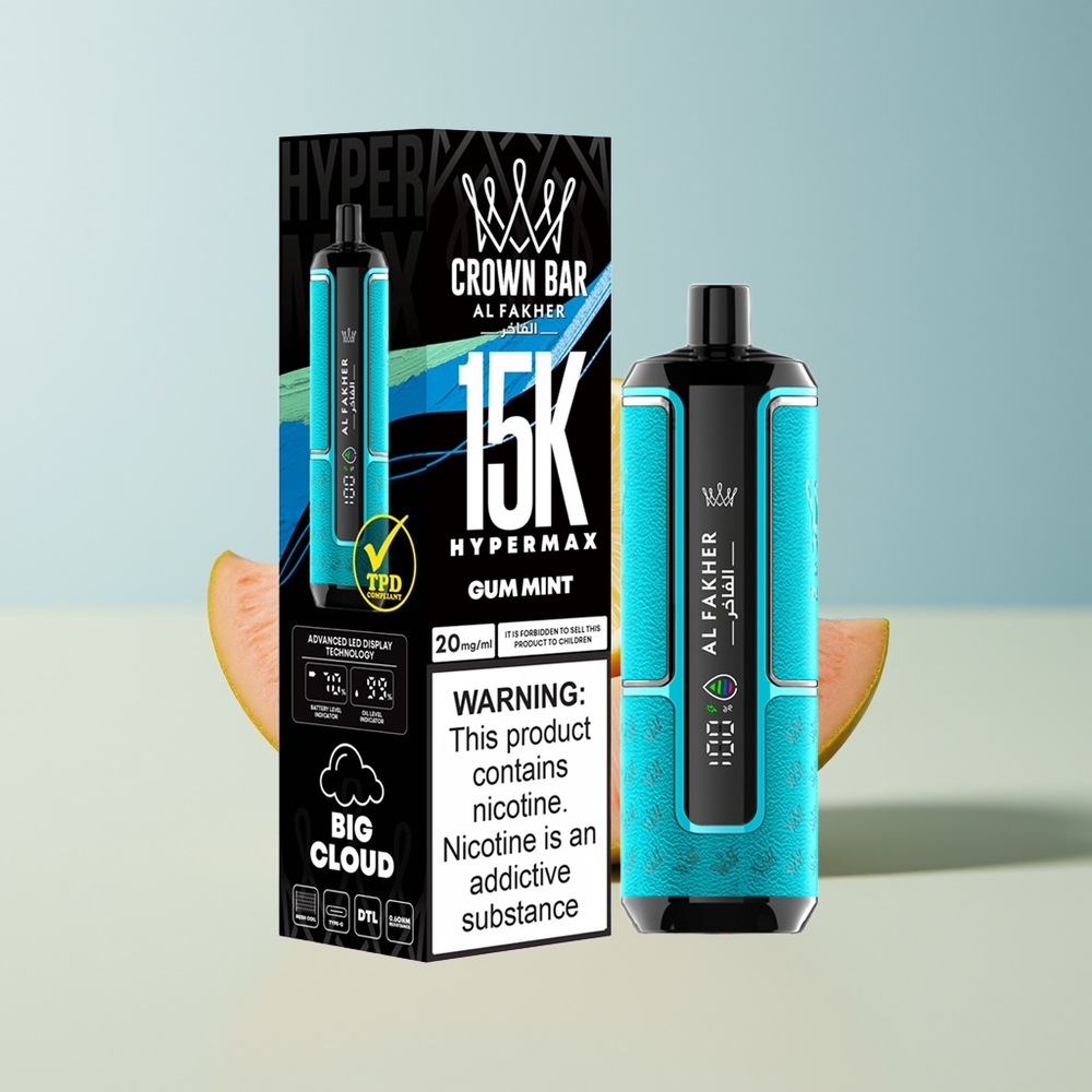 Veleprodaja Slovenija Al Fakher Crown Bar 15000 ust Gum Mint Kompakten Prenosni