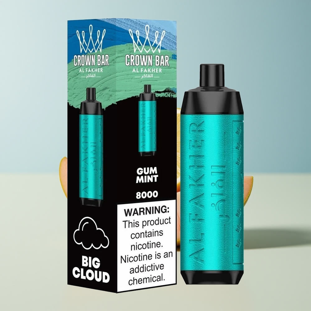 Veleprodaja Slovenija Al Fakher Crown Bar 8000 Kristal Disposible Vape 5mg Nikotin 06 Ohm Up To 8000 Puffs Žvečilni Meta