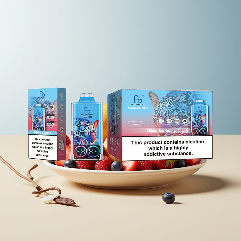 Veleprodaja Slovenija Fumot Leopard 40000 Puffs Mešane Jagode Dual Mesh Type-C Charging