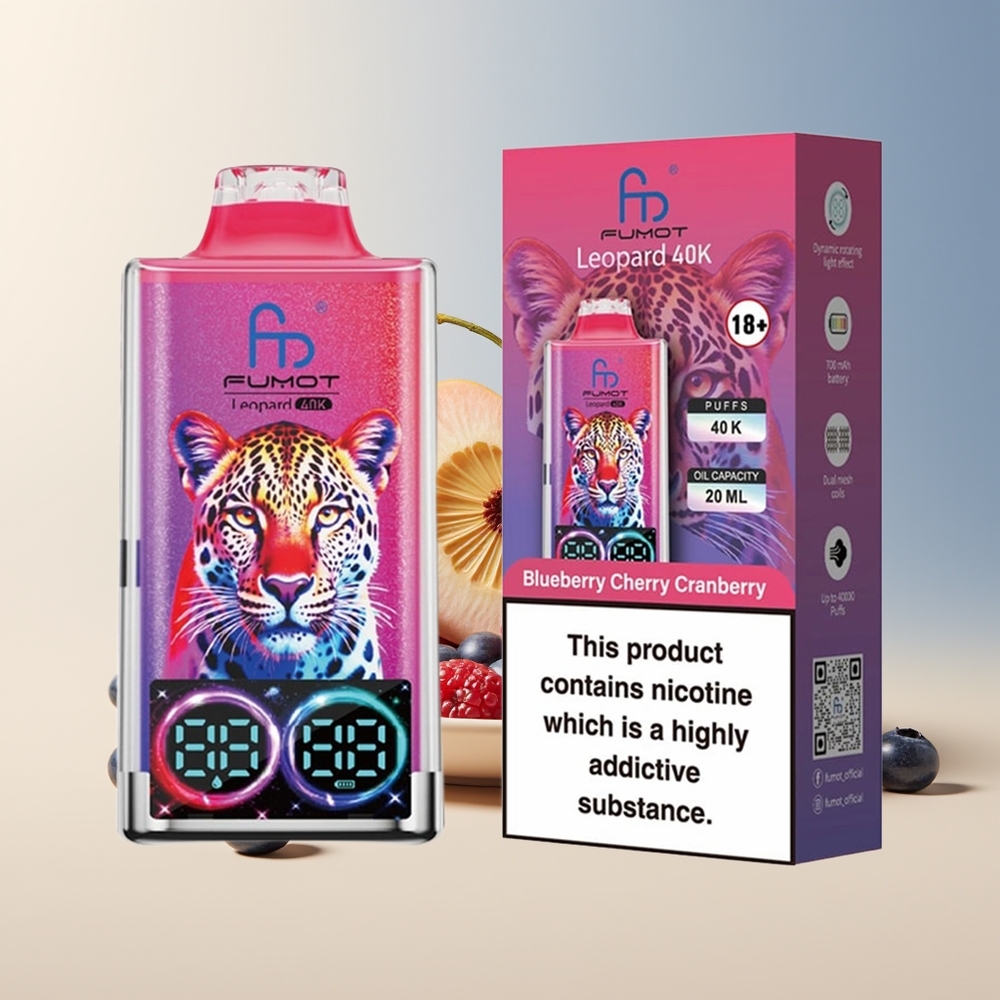 Veleprodaja Slovenija Fumot Leopard 40K Puffs Vape Borovnica Češnja Brusnica Dual Mesh Type-C Charging