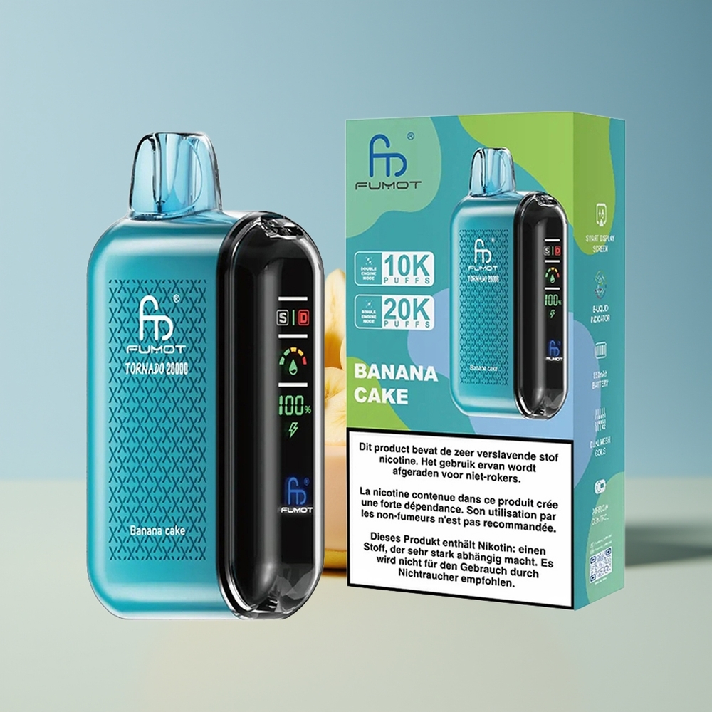 Veleprodaja Slovenija Fumot Tornado 20000 Puffov Banana Cake Dual Mesh Coil Smart Display