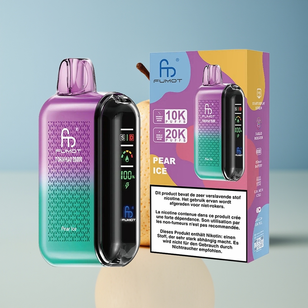 Veleprodaja Slovenija Fumot Tornado 20000 Puffov Hruška Led Dual Mesh Coil Smart Display