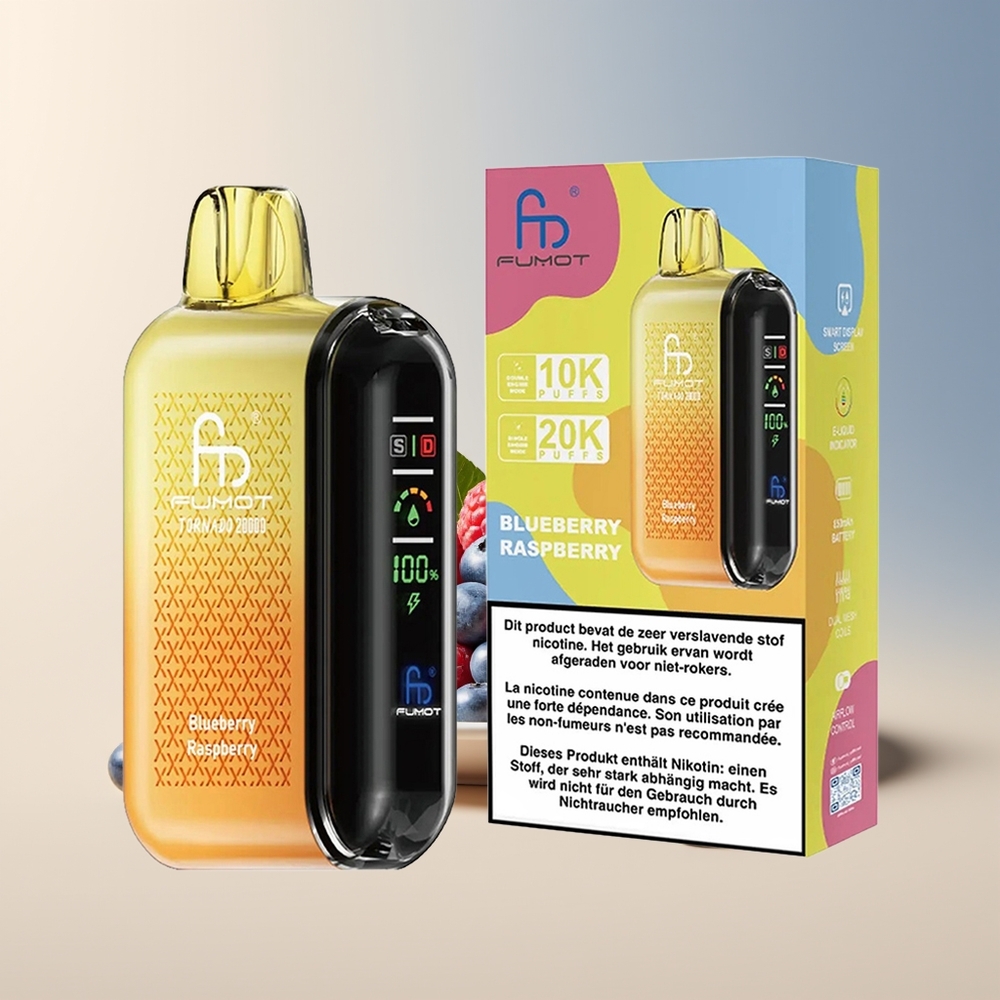 Veleprodaja Slovenija Fumot Tornado 20000 Puffs Borovnica Malina Dual Mesh Coil Smart Display