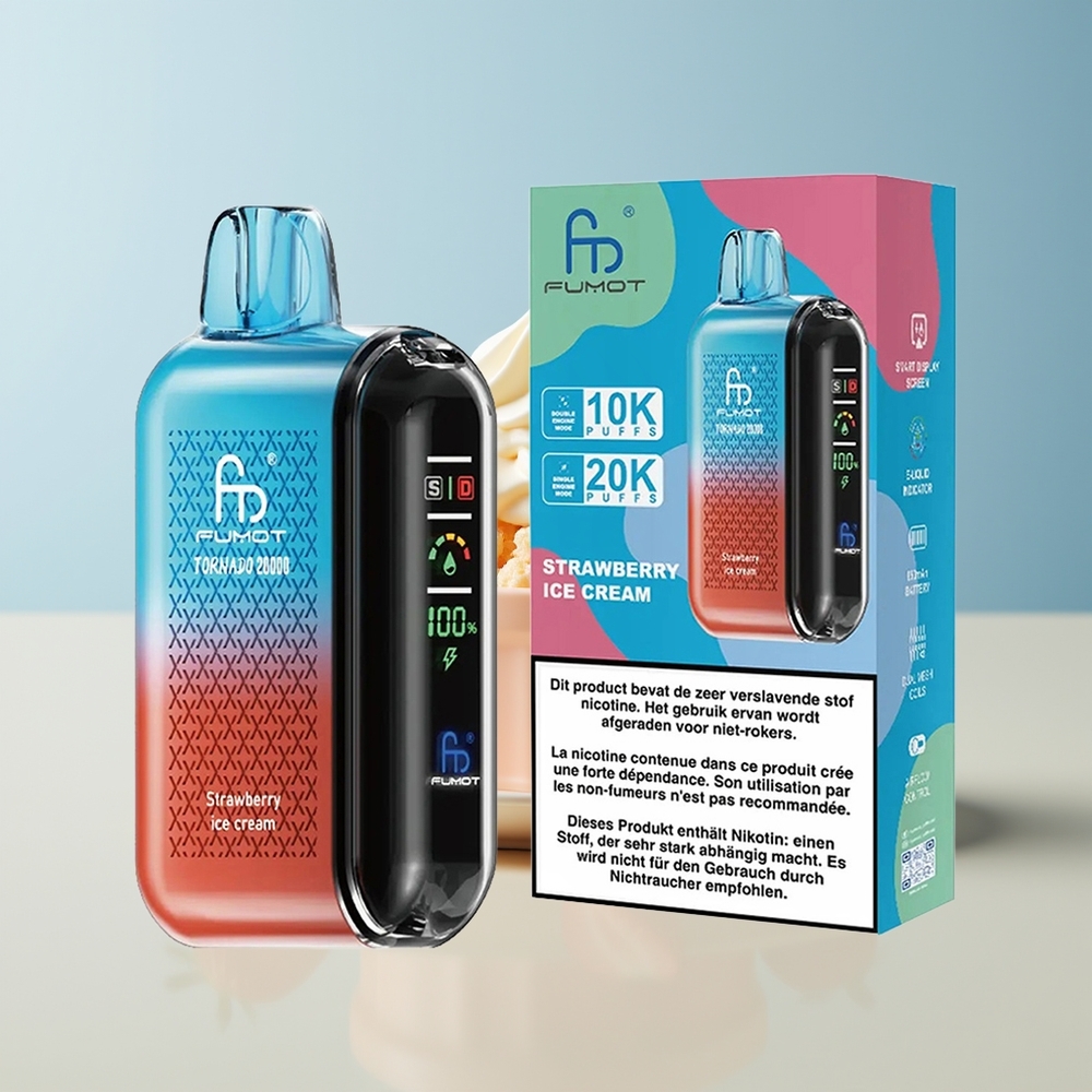 Veleprodaja Slovenija Fumot Tornado 20000 Puffs Dual Mesh Coil Strawberry Ice Cream Airflow Control