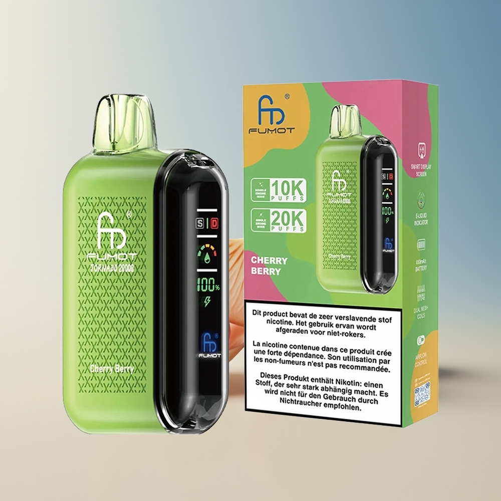 Veleprodaja Slovenija Fumot Tornado 20000 Puffs Dual Mesh Češnja Jagoda Smart Display