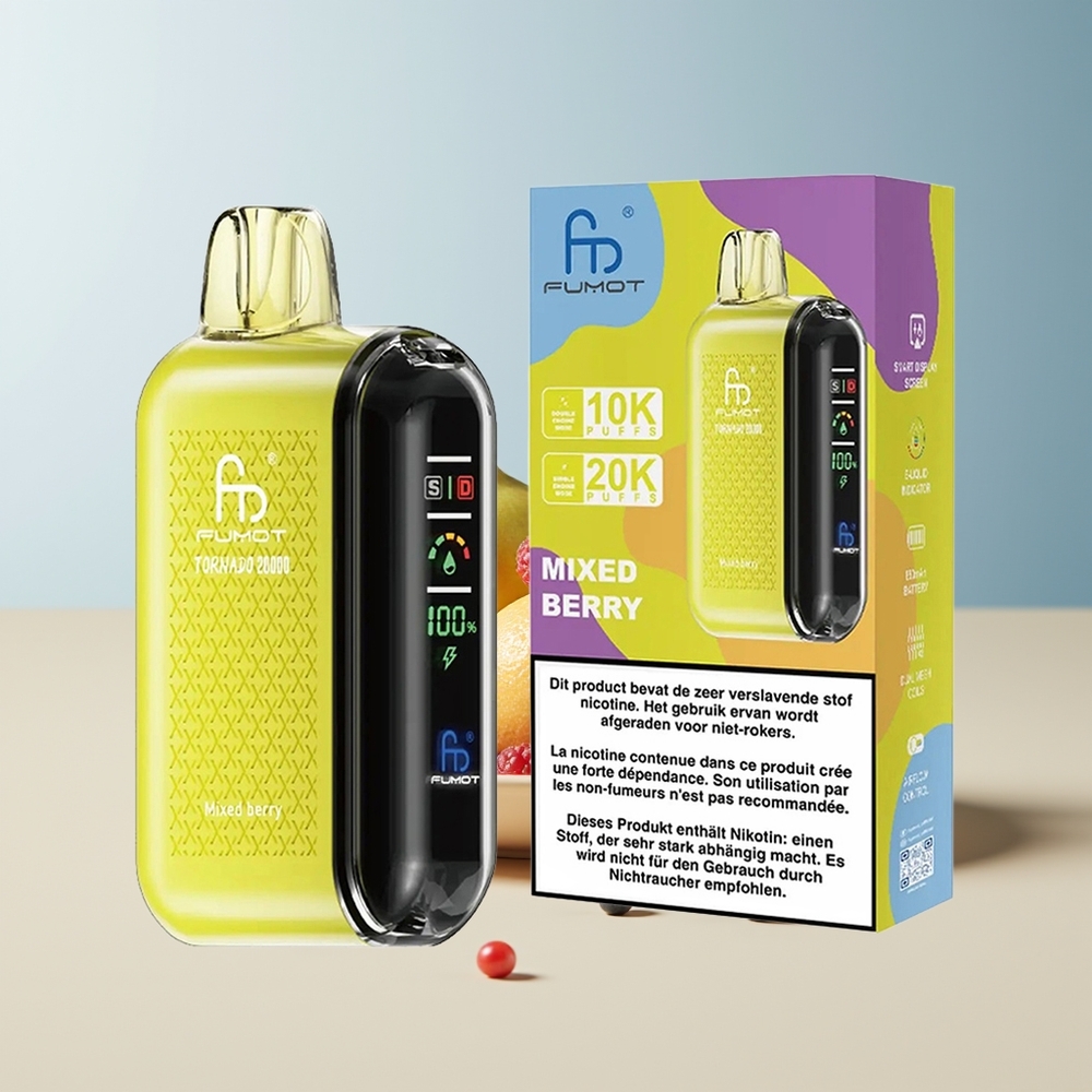 Veleprodaja Slovenija Fumot Tornado 20000 Puffs Dvojni Mešanec Jagoda-Malina 850mAh