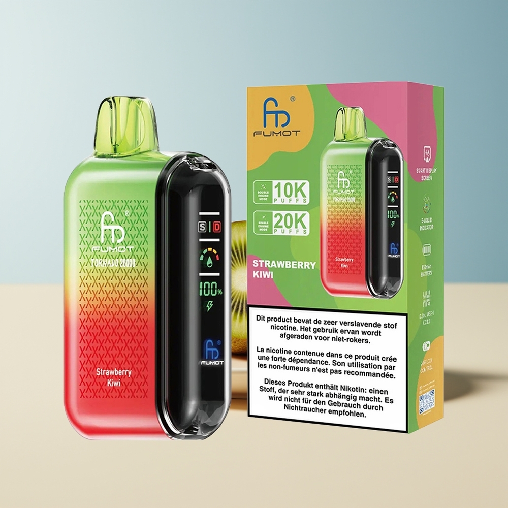 Veleprodaja Slovenija Fumot Tornado 20000 Puffs Jagoda Kivi Dual Mesh Coil Smart Display