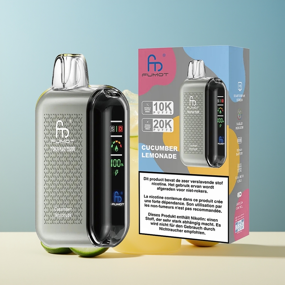 Veleprodaja Slovenija Fumot Tornado 20000 Puffs Kumareva Limonada Dual Mesh Coil Smart Display
