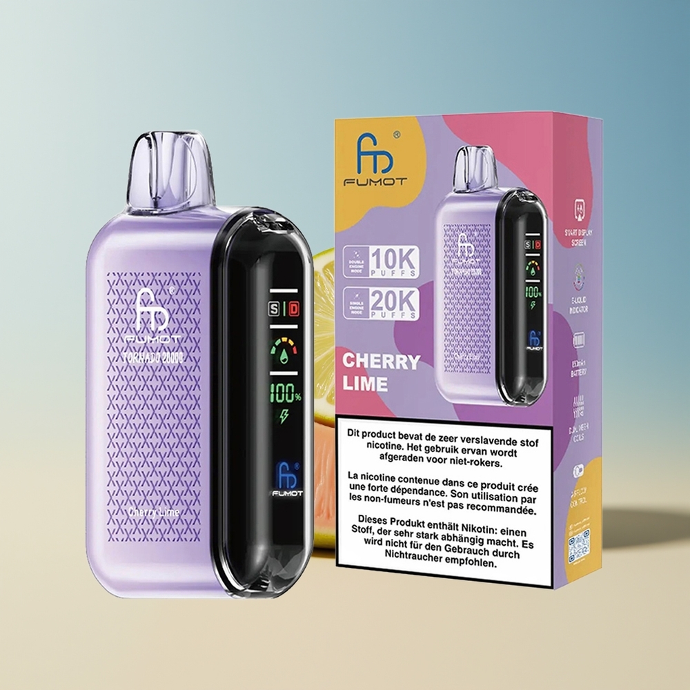 Veleprodaja Slovenija Fumot Tornado 20000 Puffs Češnja Limeta Dual Mesh Coil Smart Display