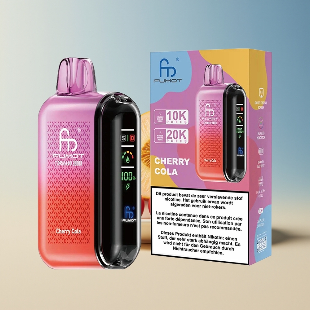 Veleprodaja Slovenija Fumot Tornado 20000 Puffs Češnjeva Kola Dual Mesh Coil Smart Display