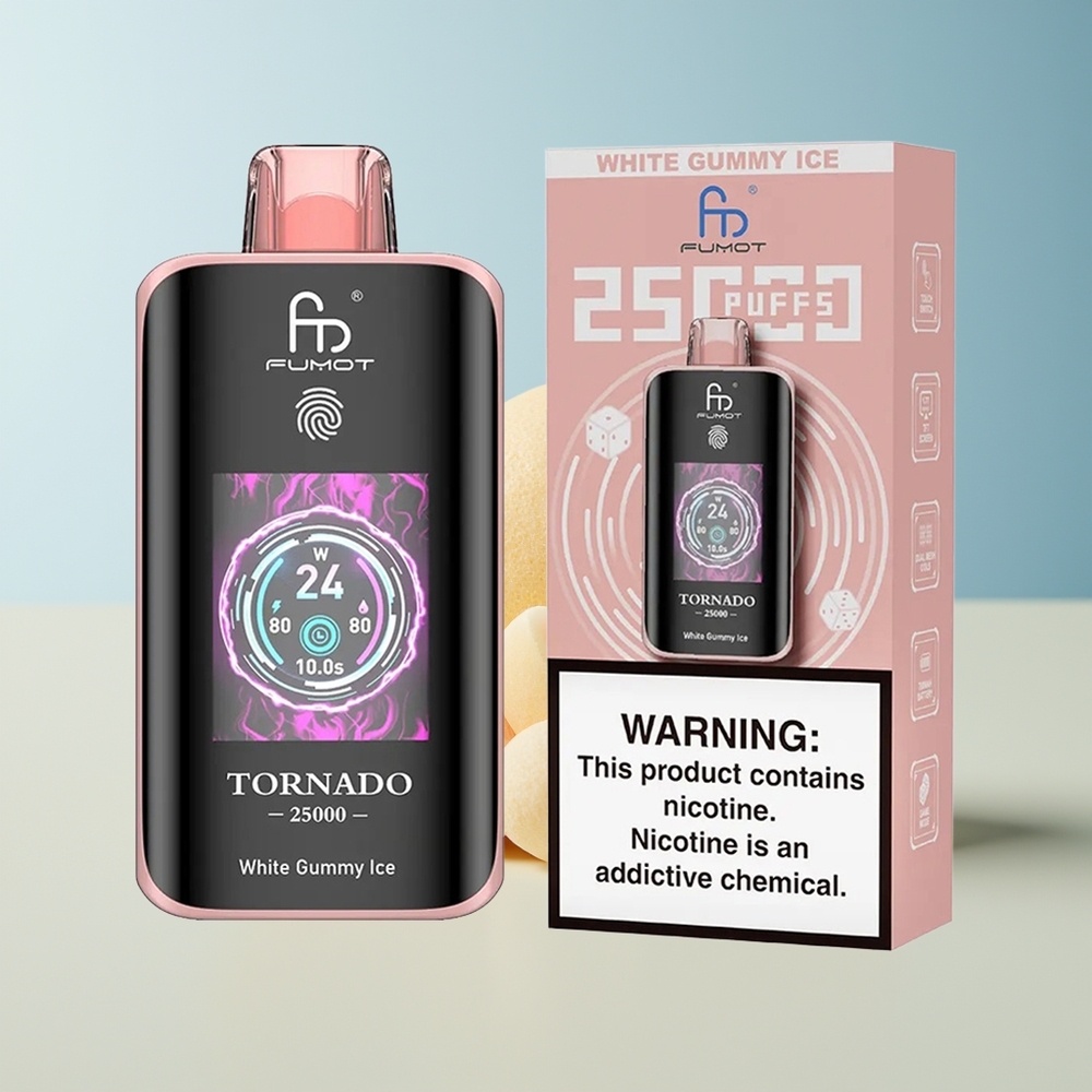 Veleprodaja Slovenija Fumot Tornado 25000 Puffs Beli Gumi Led 20ml 700mAh