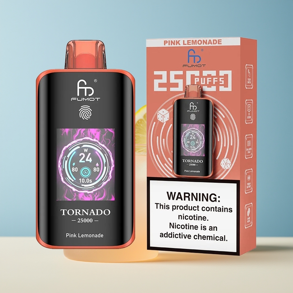Veleprodaja Slovenija Fumot Tornado 25000 Puffs Roza Limonada HD Screen Type-C