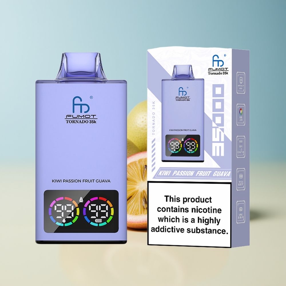 Veleprodaja Slovenija Fumot Tornado 35000 Vape Dual Mesh Coil Fast Charging Kivi Pasijonka Guava