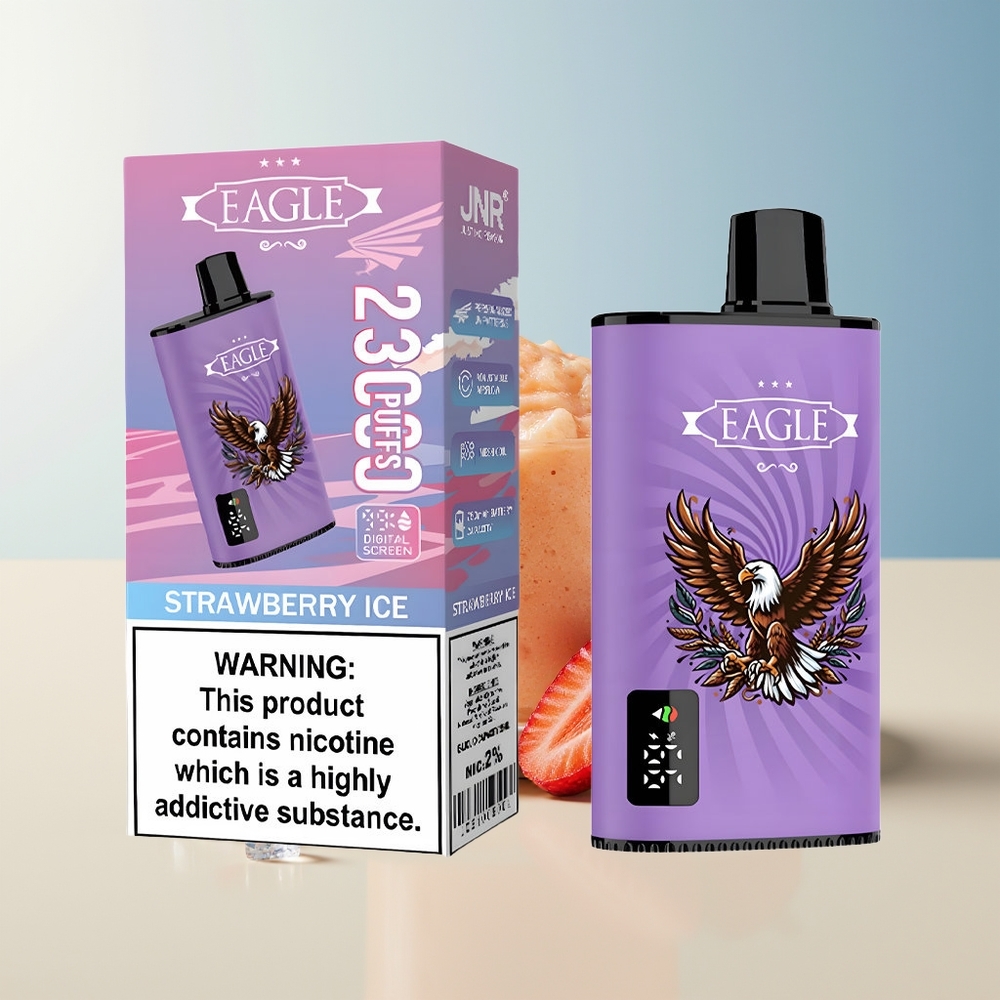 Veleprodaja Slovenija JNR EAGLE Smart 23000 Puffs Vape Jagoda Led 10ohm Mesh Coil 25ml e-Liquid Capacity