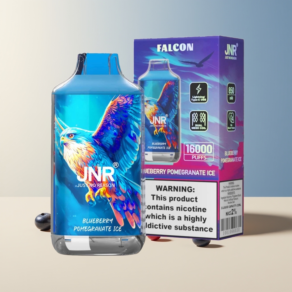 Veleprodaja Slovenija JNR Falcon 16000 Puffov Borovnica Granatni Led 850 mAh Dual Mesh Coil