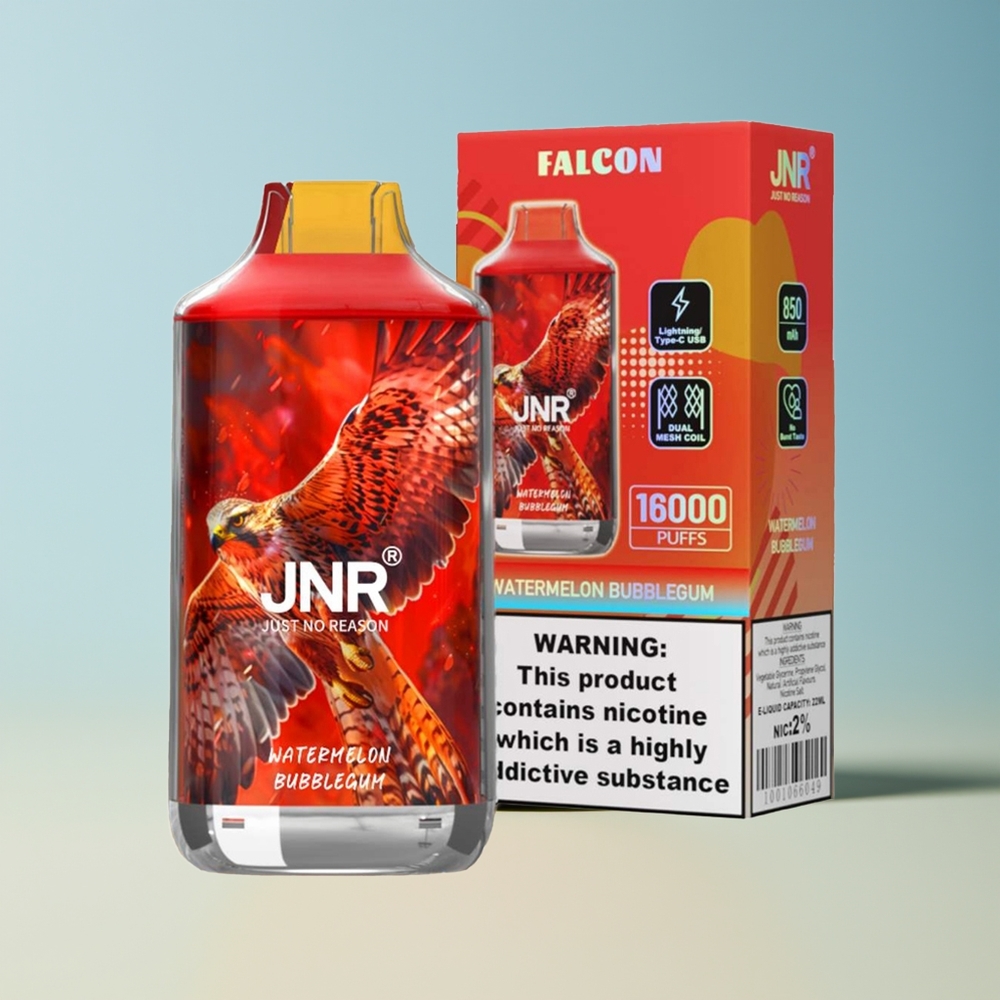 Veleprodaja Slovenija JNR Falcon 16000 Puffs 850 mAh Lubenica Bubblegum Dual Mesh Coil