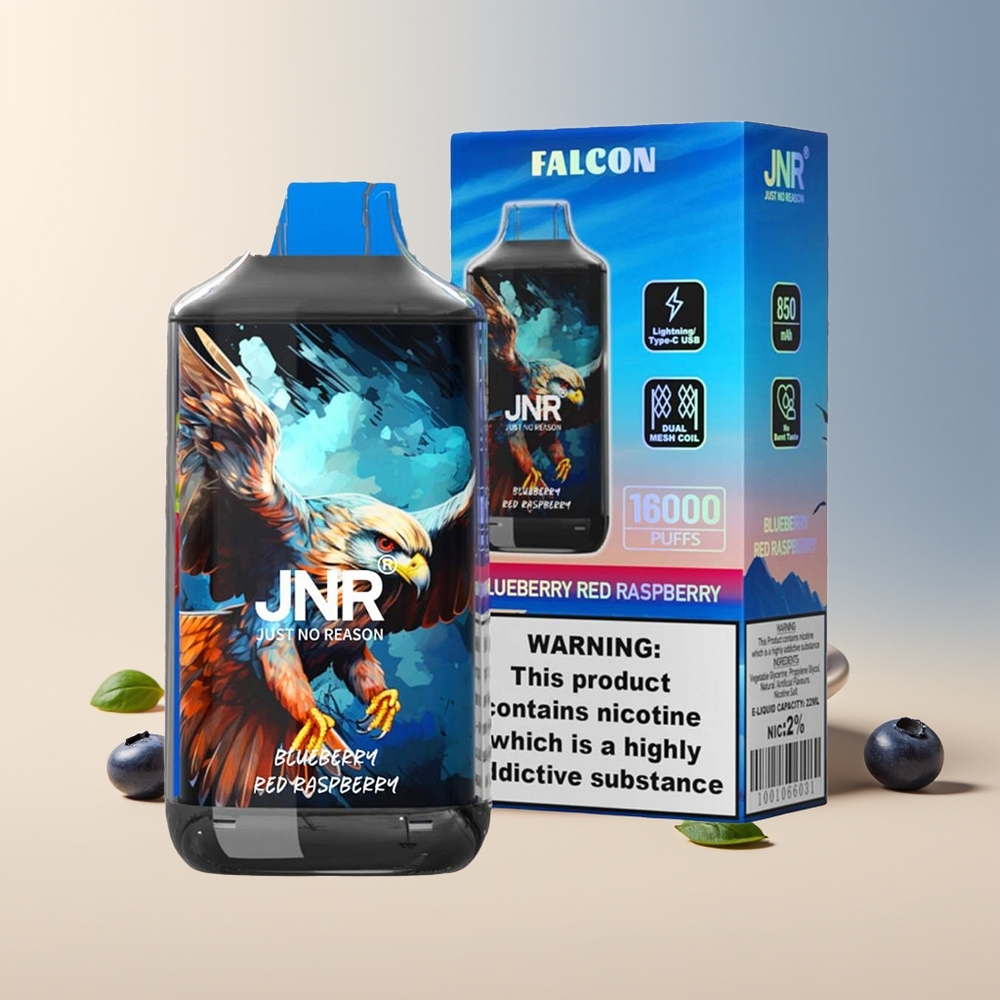 Veleprodaja Slovenija JNR Falcon 16000 Puffs Borovnica Rdeči Malina Dual Mesh Coil Smart LED Display