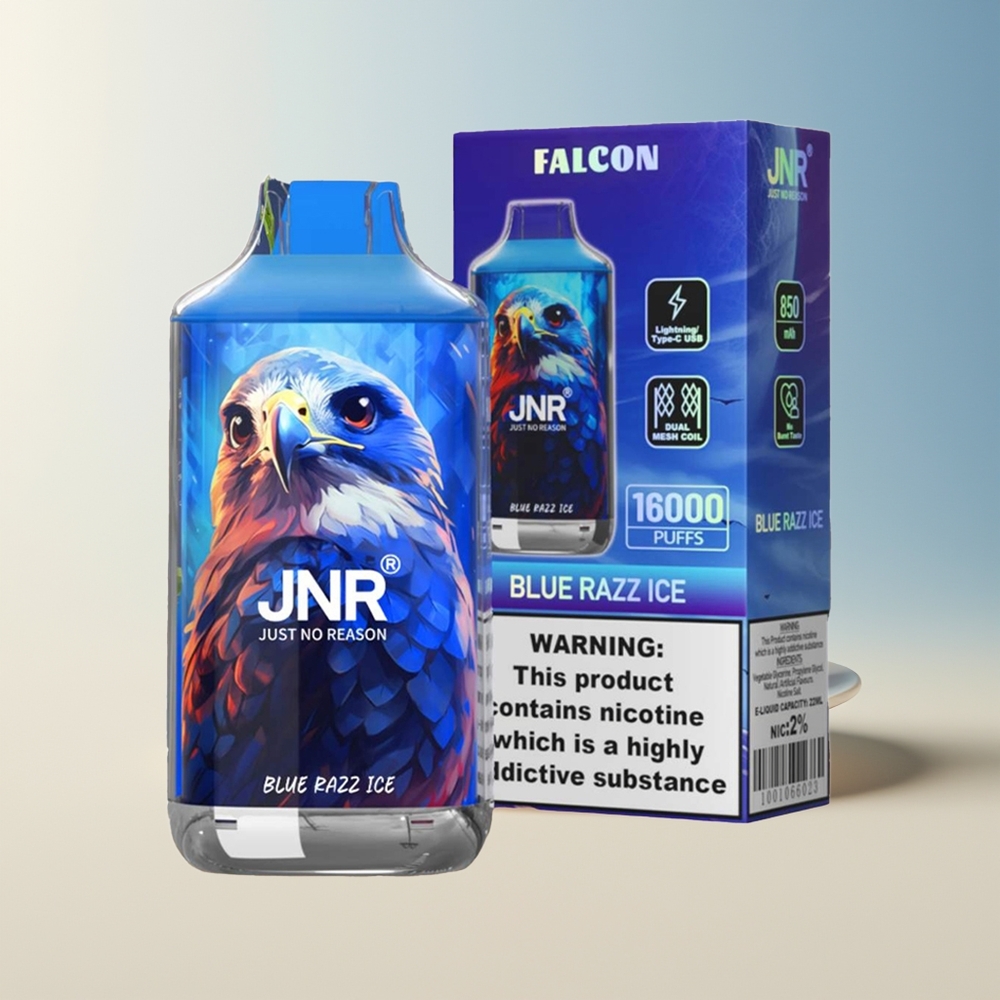 Veleprodaja Slovenija JNR Falcon 16000 Puffs Modra Malina Led Dual Mesh Coil 850 mAh