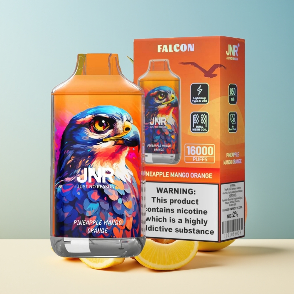 Veleprodaja Slovenija JNR Falcon 16000 Pufov Disposible Vape Ananas Mango Oranžna 850 mAh Dual Mesh Coil
