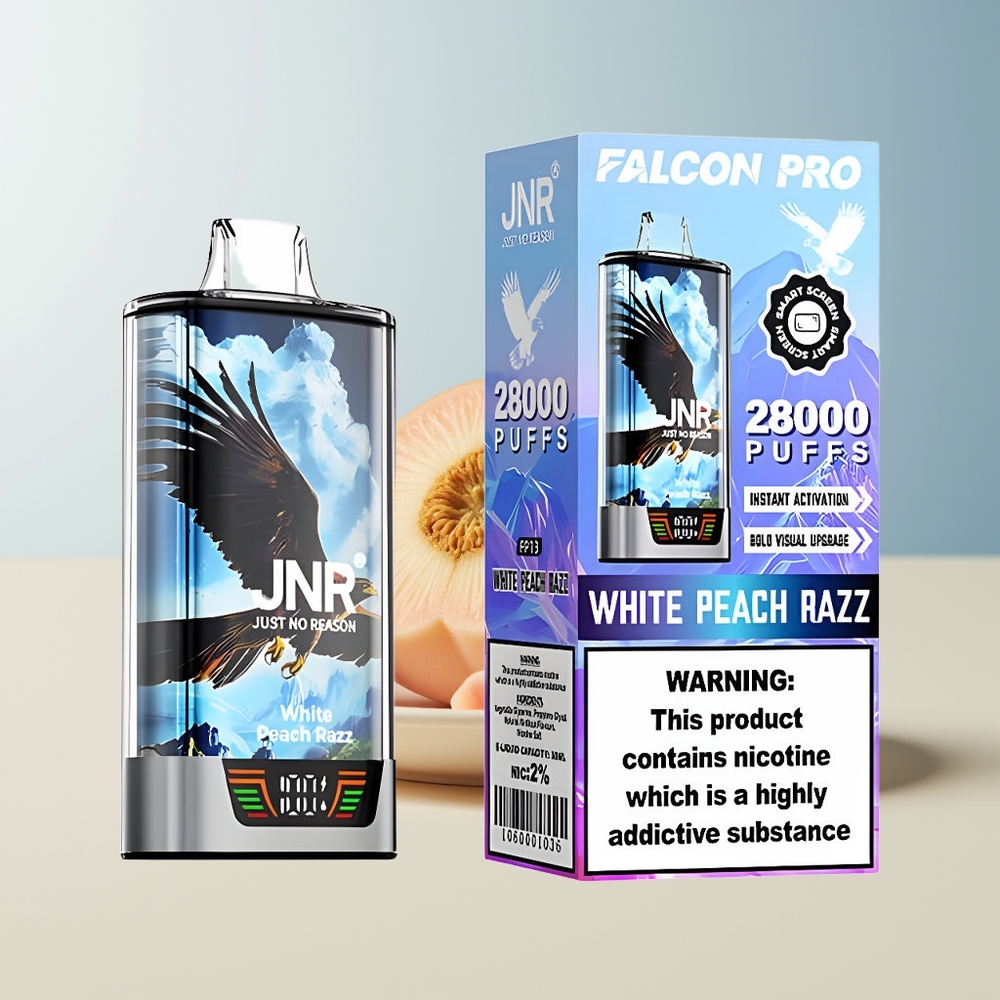 Veleprodaja Slovenija JNR Falcon Pro 28000 Beli Breskva Malina 30ml 5 Nicotine