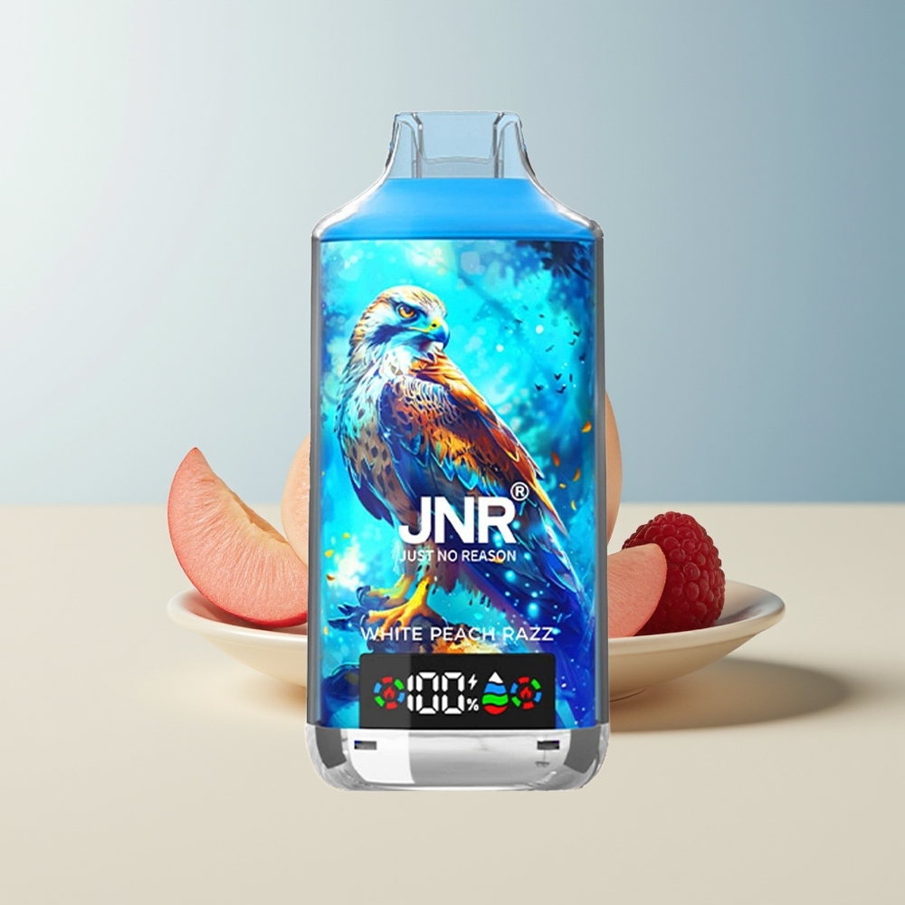 Veleprodaja Slovenija JNR Falcon X 18000 Puffs Beli Breskva Malina Digitalni Prikaz Tip-C Hitro Polnjenje