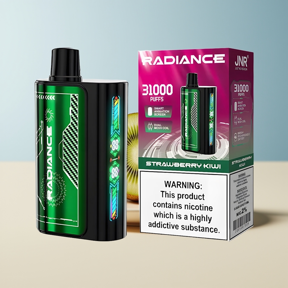 Veleprodaja Slovenija JNR Radiance 31000 Pufov Vape Jagoda Kivi 950 mAh Type-C