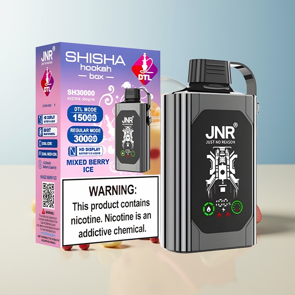 Veleprodaja Slovenija JNR Shisha Hookah Box 20500 Puffs Dual Mesh Coil Vape Mešane Jagode Led