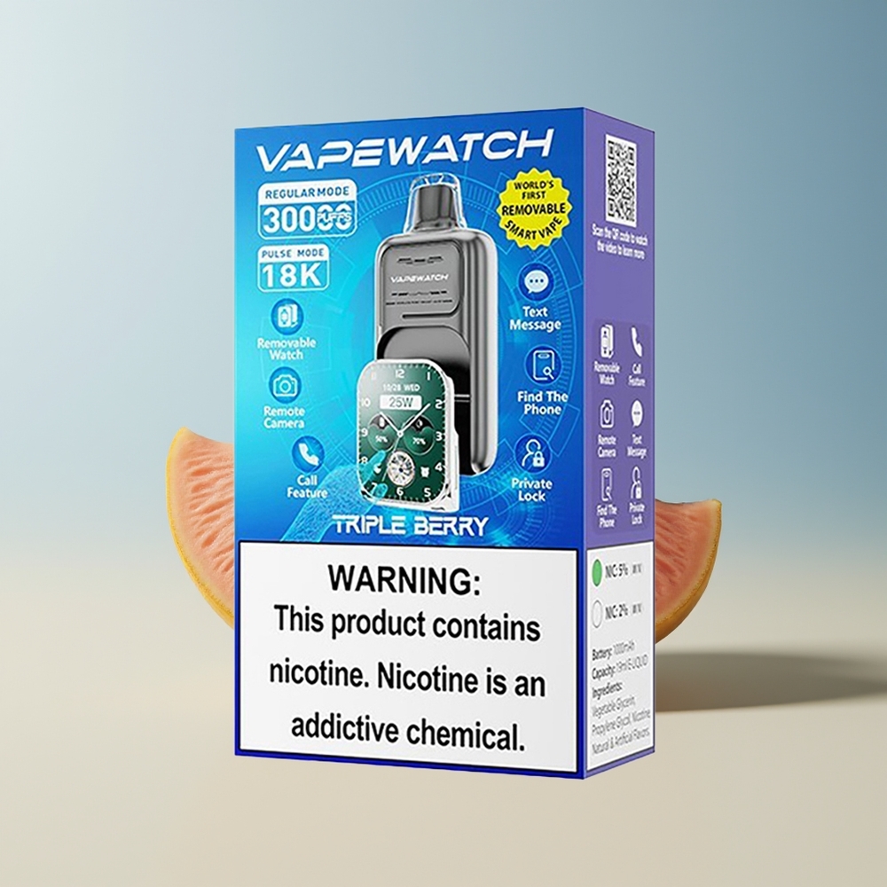 Veleprodaja Slovenija JNR VapeWatch 30000 Puffov Trojni Jagodi 1000mAh Type-C Hitro Polnjenje