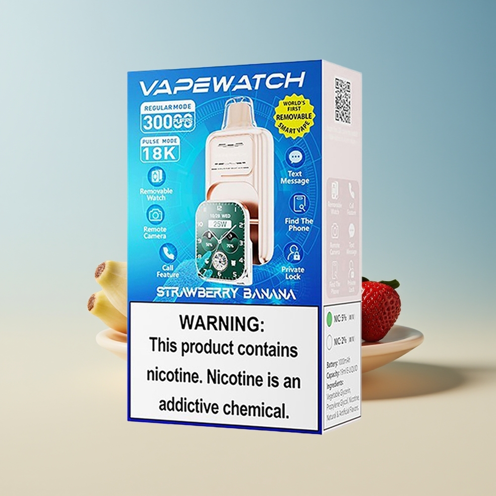 Veleprodaja Slovenija JNR VapeWatch 30000 Puffs 1000mAh Dual Mesh Coil Jagoda Banana