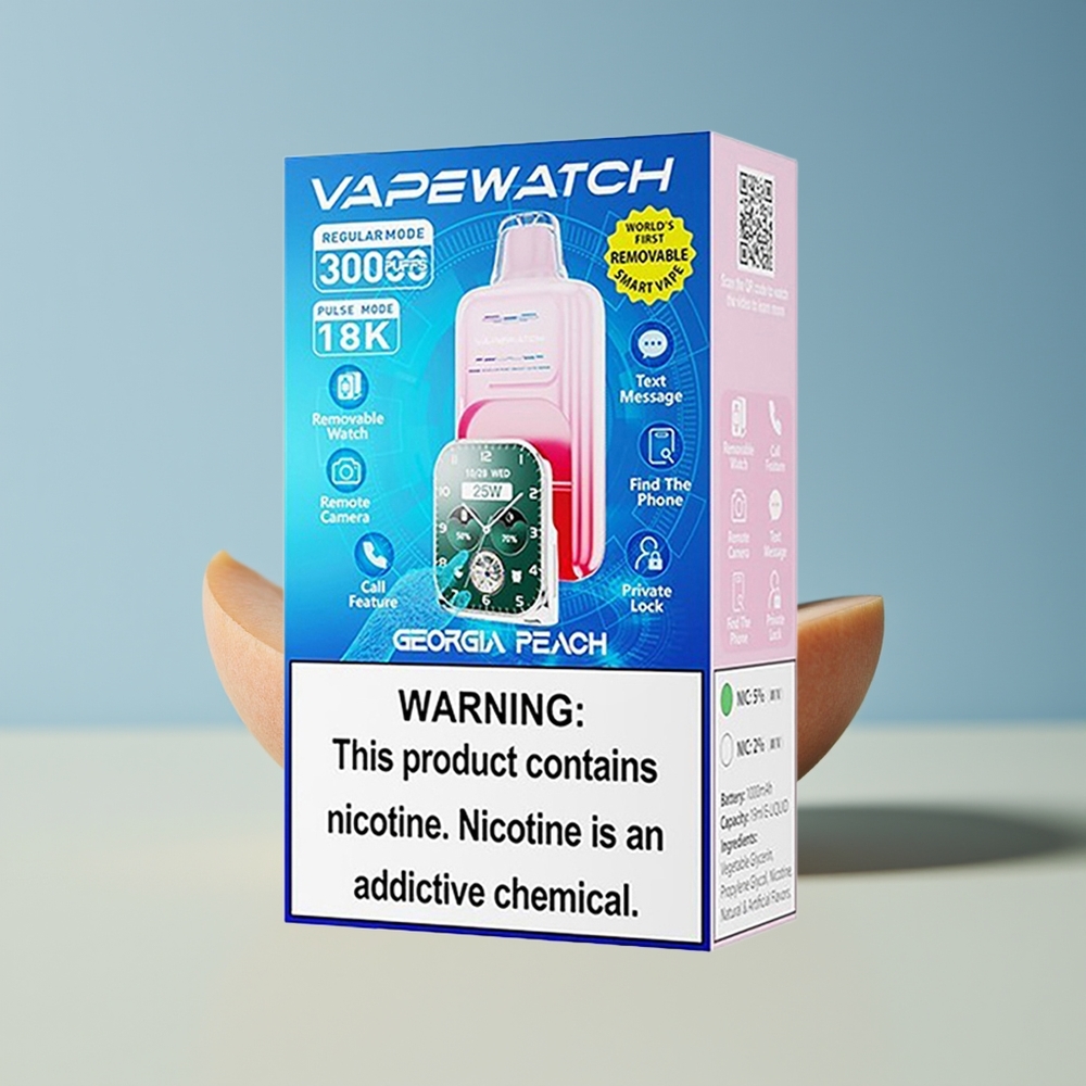 Veleprodaja Slovenija JNR VapeWatch 30000 Puffs Dual Mesh Coil Georgia Breskeva 1000mAh Type-C