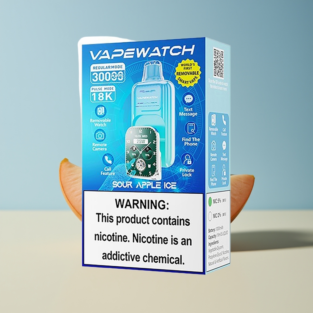 Veleprodaja Slovenija JNR VapeWatch 30000 Puffs Dual Mesh Coil Kislo Jabolko Led Vape