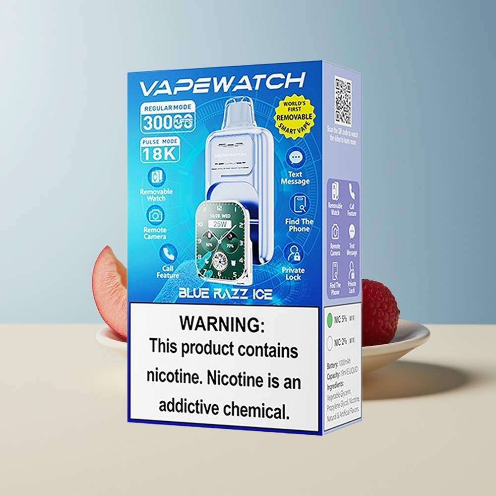 Veleprodaja Slovenija JNR VapeWatch 30000 Puffs Dual Mesh Coil Modra Malina Led