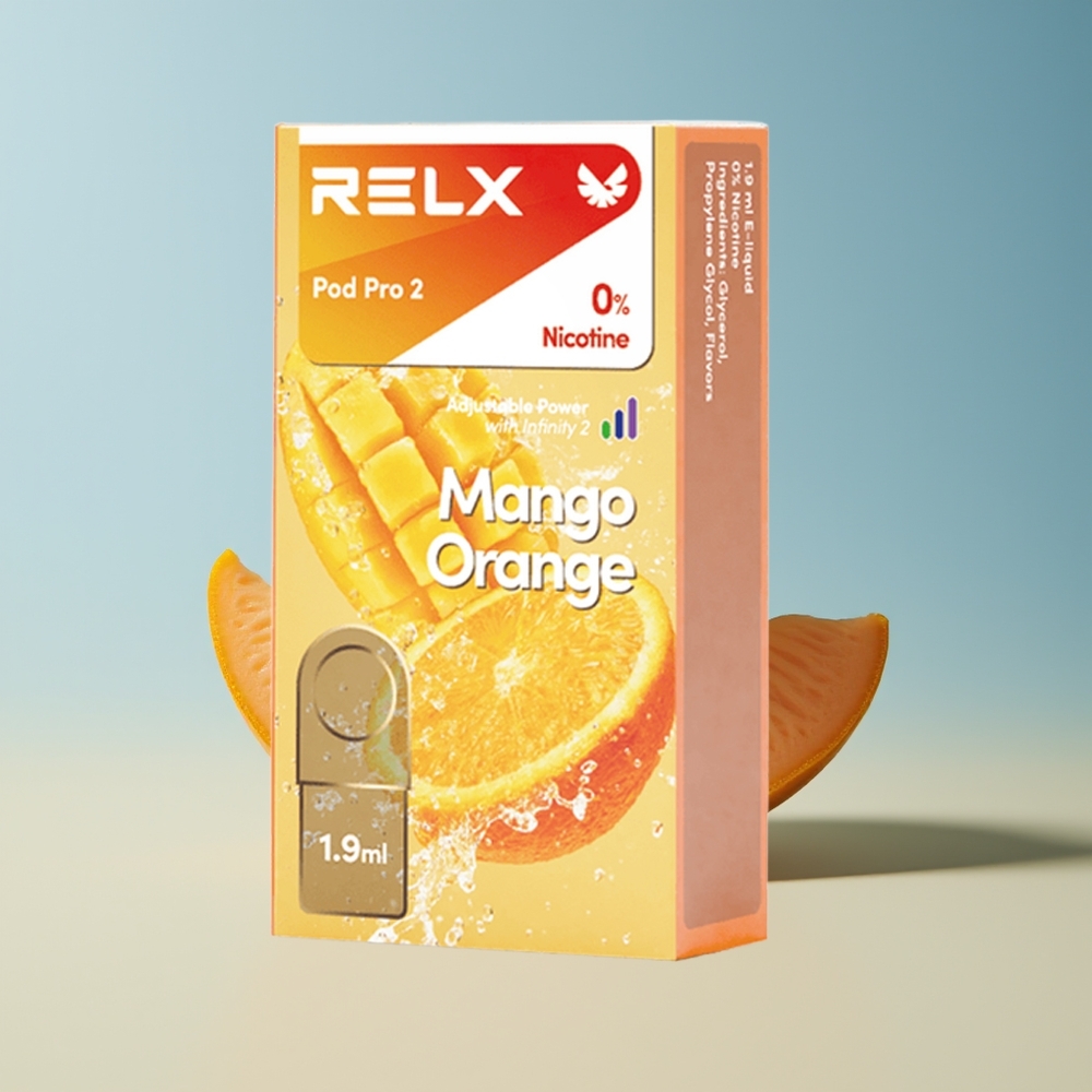 Veleprodaja Slovenija RELX Pod Pro 2 600 puš Mango Oranžna 19ml 3 načini prilagajanja napetosti
