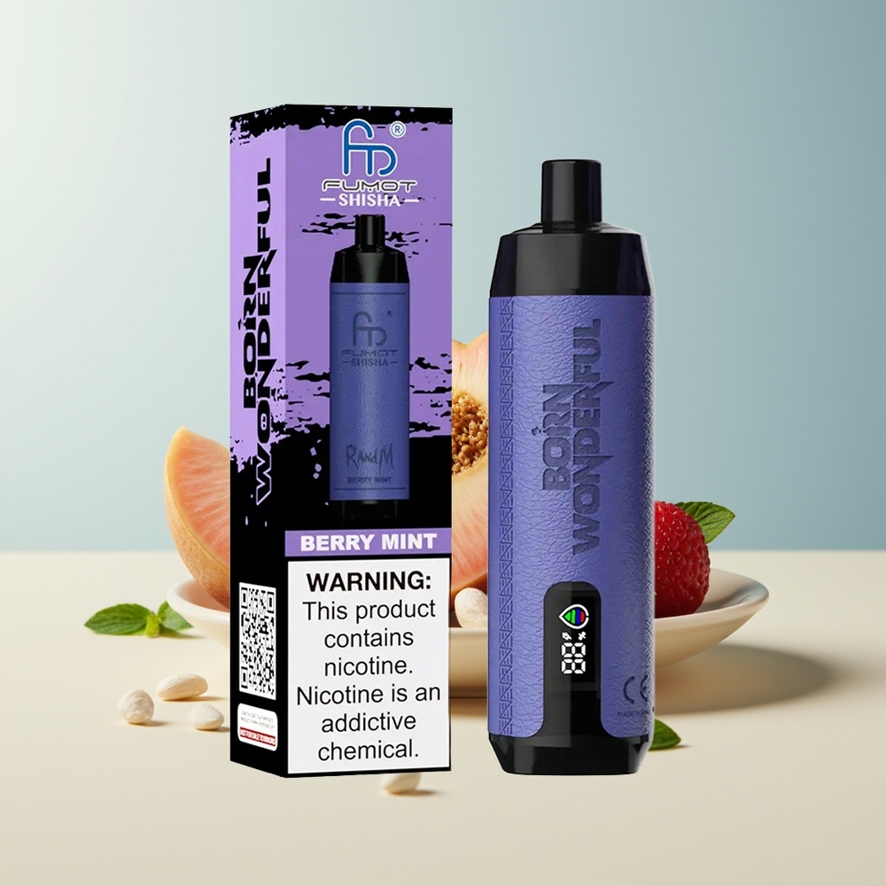 Veleprodaja Slovenija RandM Fumot Shisha 10000 Puffov Vape Jagoda Meta 18ml 850 mAh