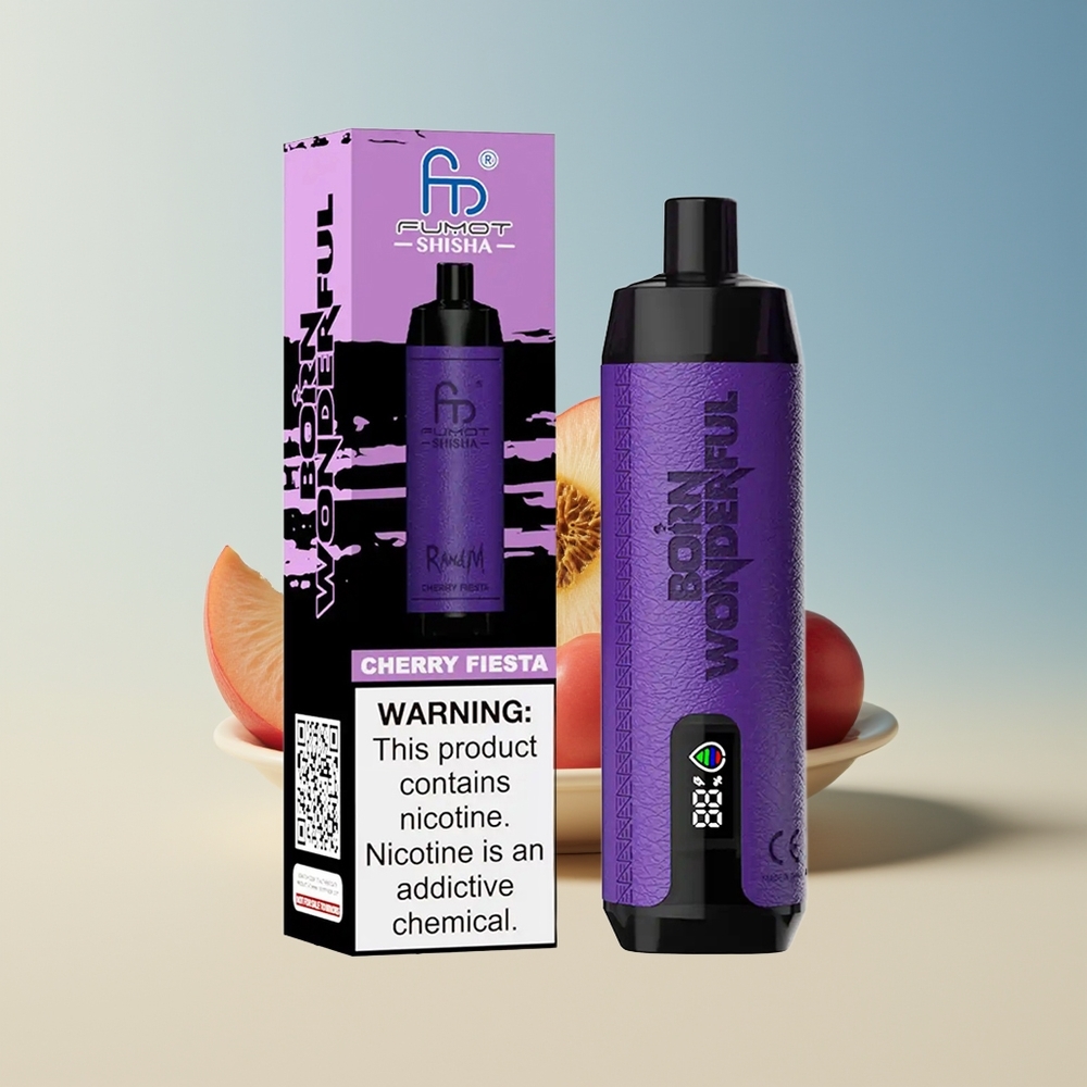 Veleprodaja Slovenija RandM Fumot Shisha 10000 Puffs Češnjeva Fiesta LED Indikator Mesh Coil