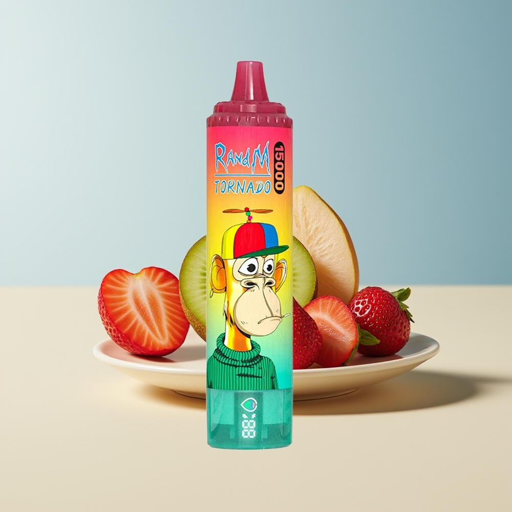 Veleprodaja Slovenija RandM Fumot Tornado 15000 Puffs Vape Jagoda Kivi 25ml LCD