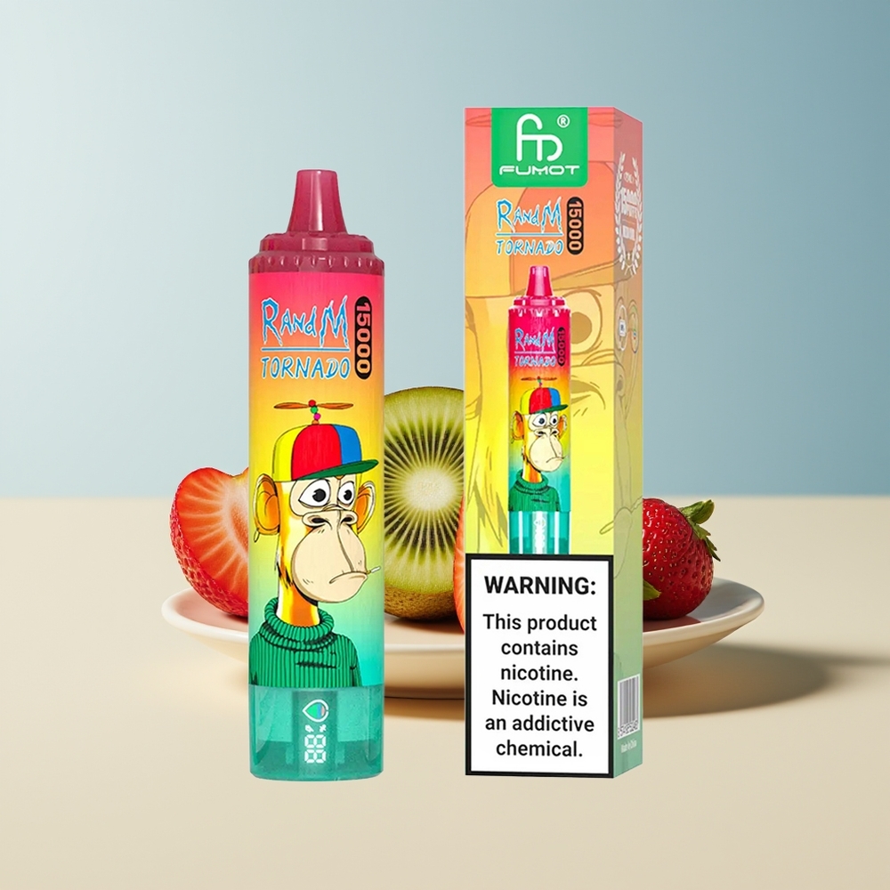 Veleprodaja Slovenija RandM Fumot Tornado 15000 Puffs Vape Jagoda Kivi 25ml LCD