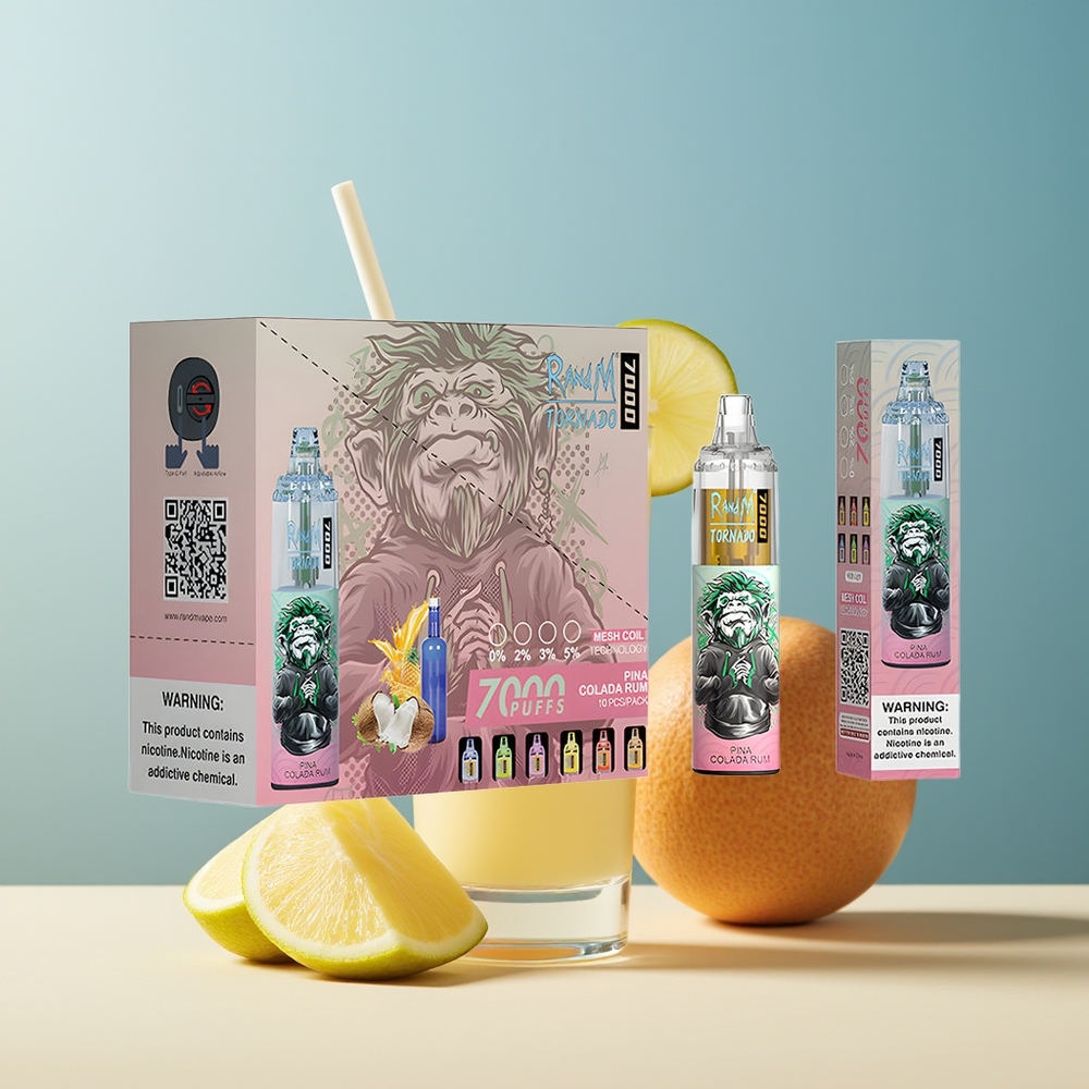 Veleprodaja Slovenija RandM Fumot Tornado 7000 Pihov Okus Pina Colada Rum 14 ML E-tekočina Mesh Coil