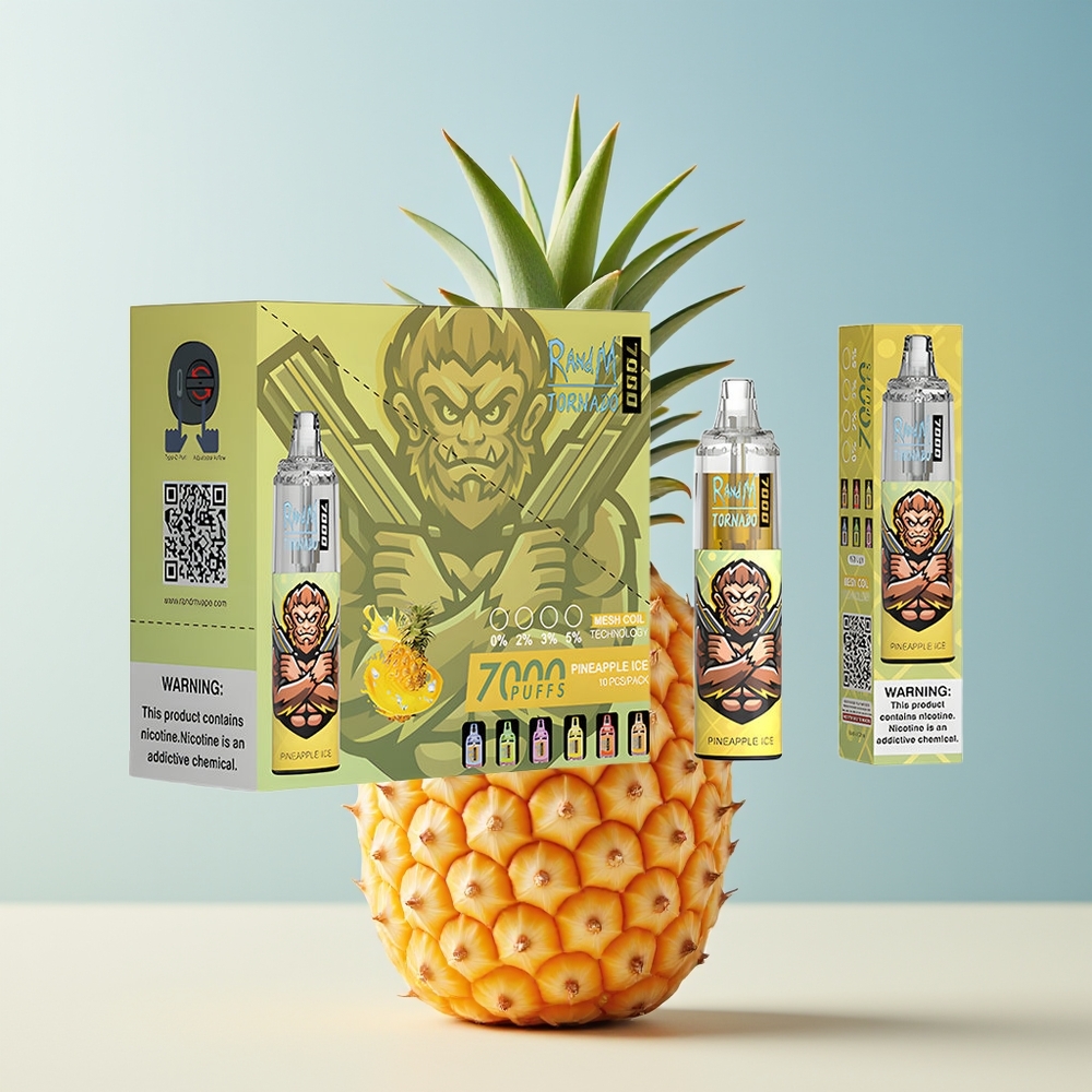 Veleprodaja Slovenija RandM Fumot Tornado 7000 Puffs Ananas Led 14 ML E-tekočina 850 MAH Baterija