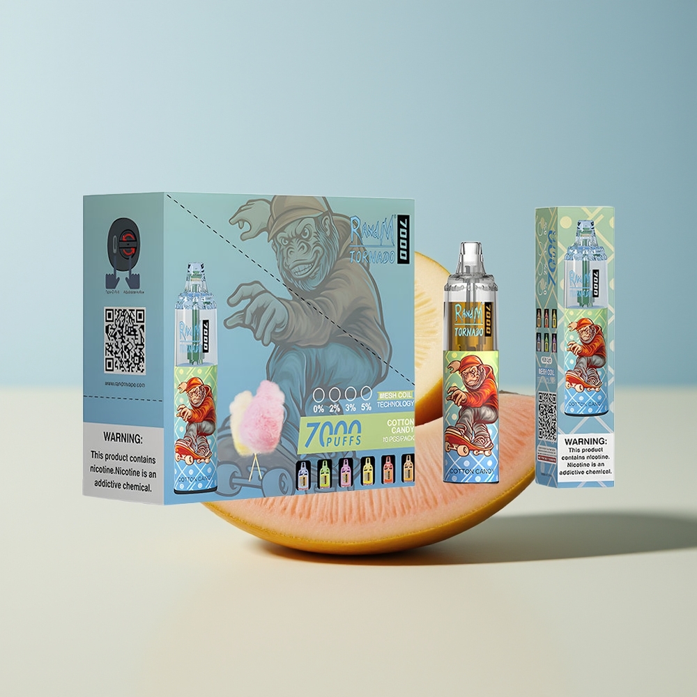 Veleprodaja Slovenija RandM Fumot Tornado 7000 Puffs Bombažna Sladkorna Vata 14 ML E-liquid Mesh Coil