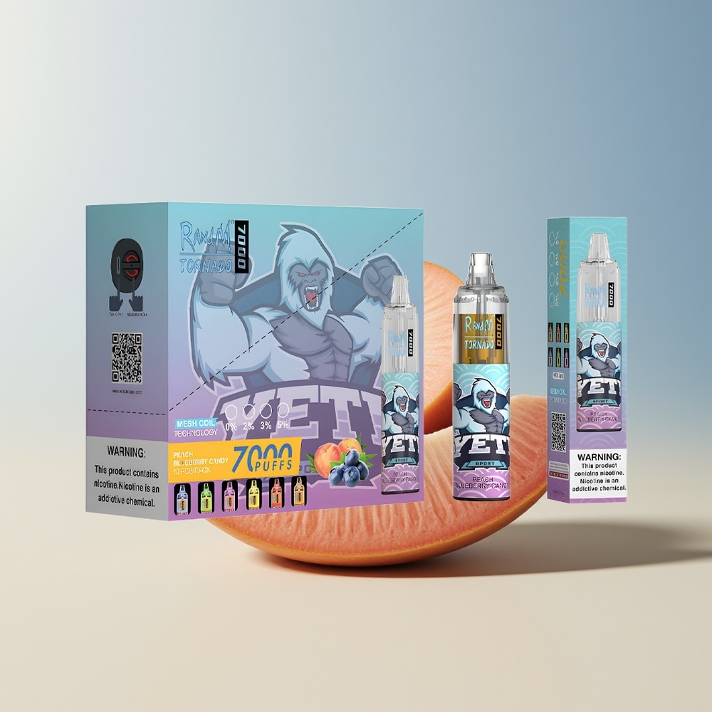 Veleprodaja Slovenija RandM Fumot Tornado 7000 Puffs Breskva Borovnica 14 ML E-liquid RGB Light