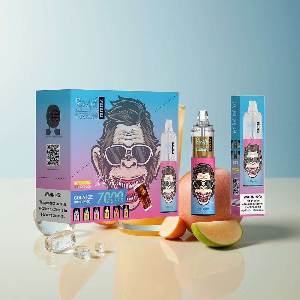Veleprodaja Slovenija RandM Fumot Tornado 7000 Puffs Cola Led 14 ML E-liquid Mesh Coil