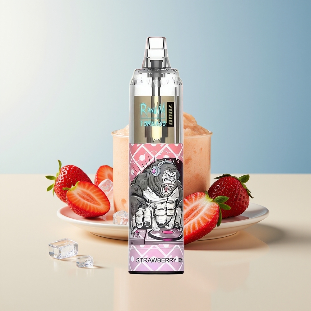 Veleprodaja Slovenija RandM Fumot Tornado 7000 Puffs Jagoda Led 14 ML E-tekočina Mesh Coil