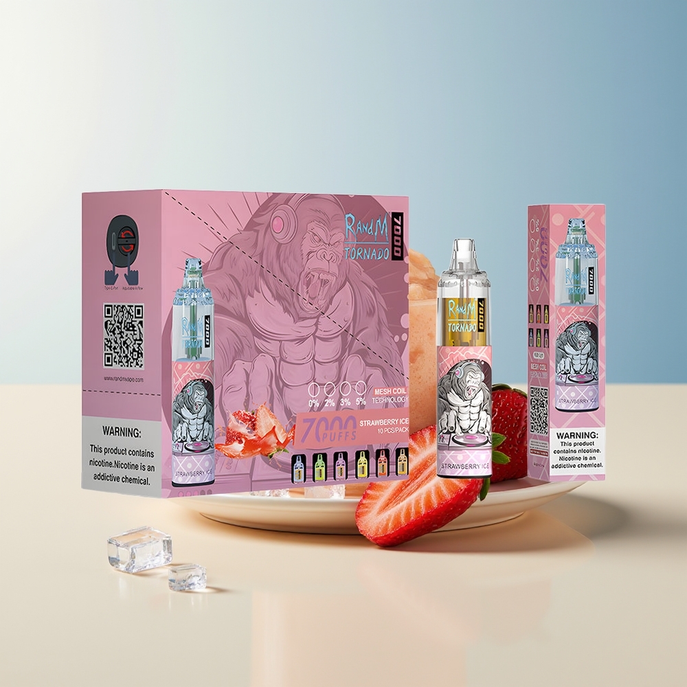 Veleprodaja Slovenija RandM Fumot Tornado 7000 Puffs Jagoda Led 14 ML E-tekočina Mesh Coil