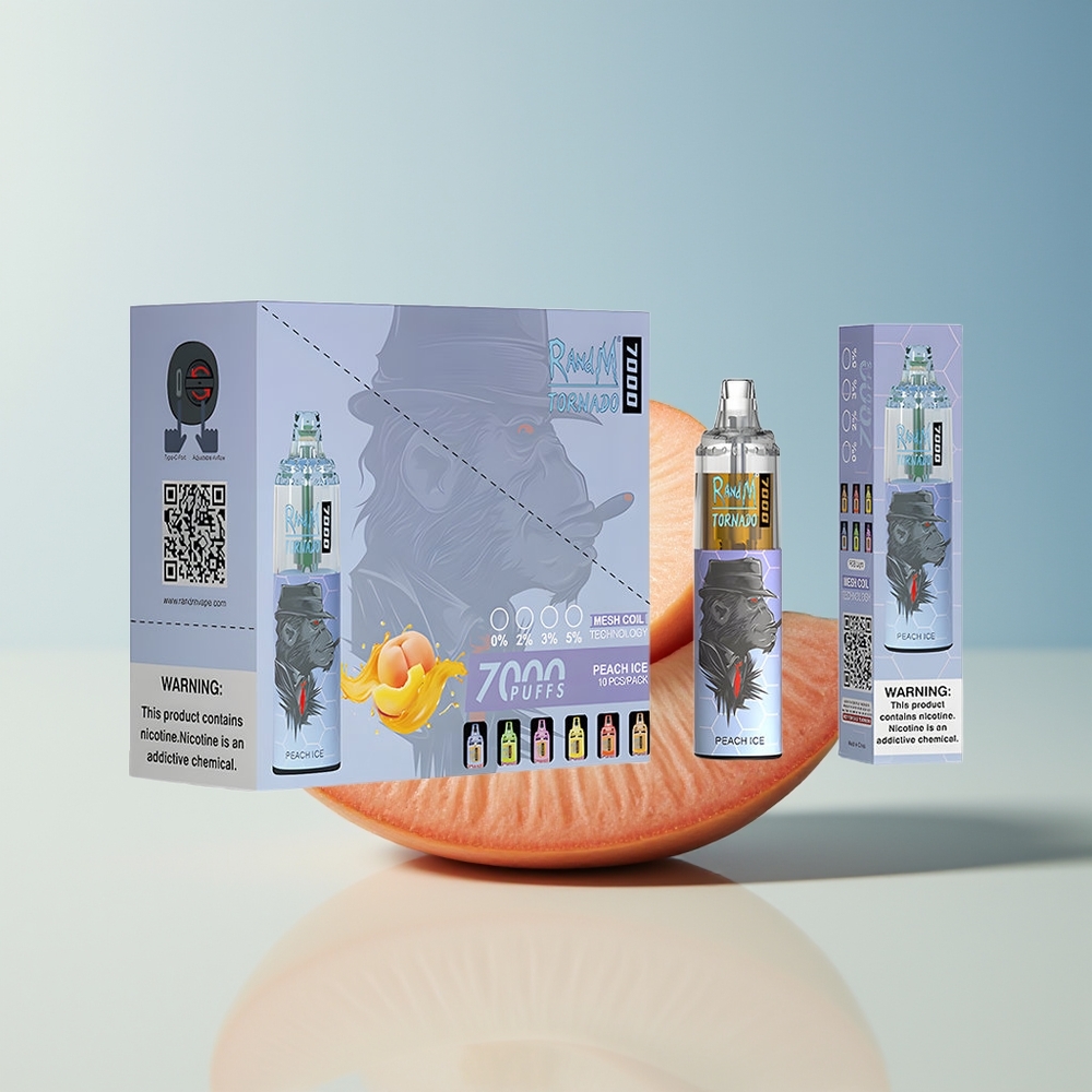 Veleprodaja Slovenija RandM Fumot Tornado 7000 Pufi Breskev Led 14 ML E-tekočina Mesh Coil