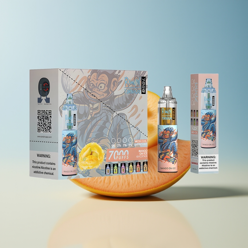 Veleprodaja Slovenija RandM Fumot Tornado 7000 Pufi Mango Na Ledu 14 ML E-tekočina Type-C Port