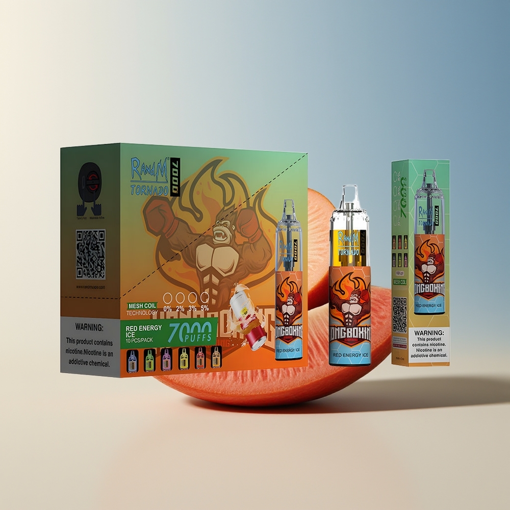 Veleprodaja Slovenija RandM Fumot Tornado 7000 Pufi Rdeča Energija Led 14 ML E-liquid Mesh Coil