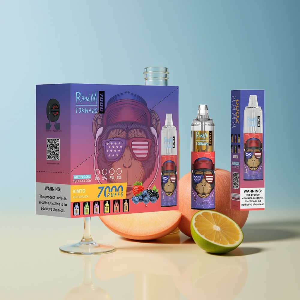 Veleprodaja Slovenija RandM Fumot Tornado 7000 Pufov Vape Vimto 14 ML E-tekočina in 850 MAH Baterija